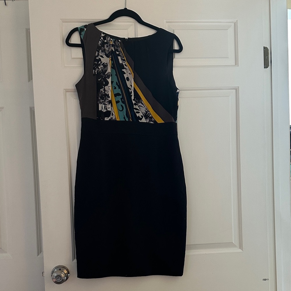Tahari Black Dress with Multicolor Accents